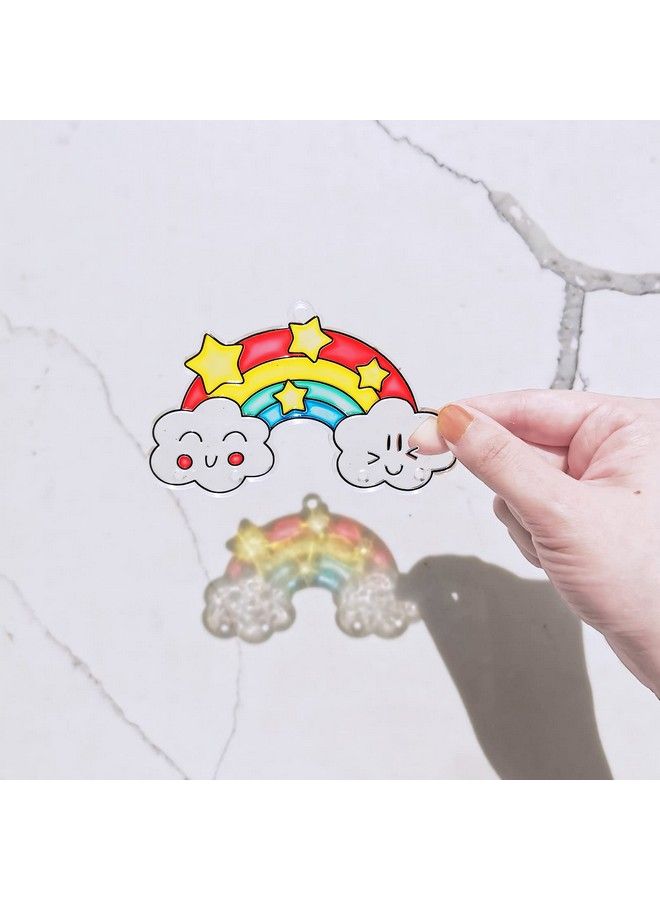 Winlyn 24 Sets Rainbow Suncatchers Ornaments Decorations Diy Window Paint Art Suncatchers Craft Kits Hanging Rainbow Sun Catchers For Kids Spring Summer Home Classroom Party Activity Art Project - Image 4