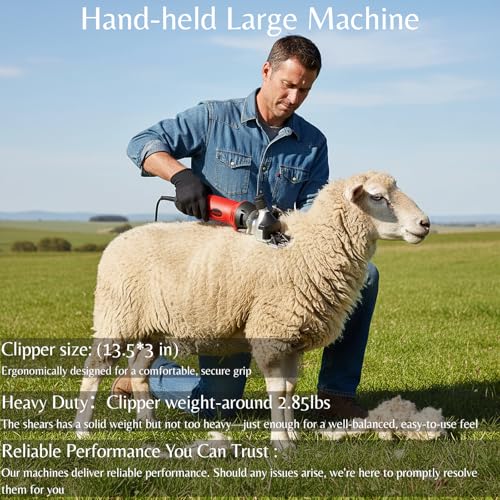 GDJOB Sheep Shears 500W Professional 6 Speeds, Heavy Duty Sheep Clippers for Sheep, Alpacas, Goats and Thick Coat Animals - Image 5