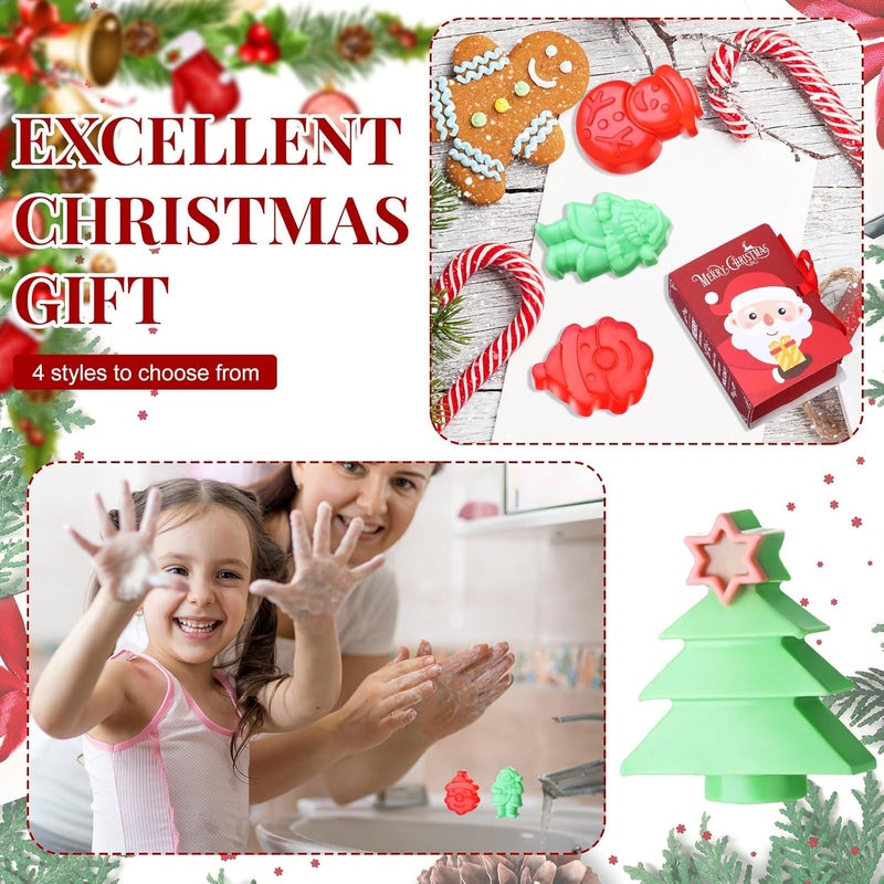 Demissle 4 Pcs Handmade Soaps Bath Gift Set Candy Soaps Holiday Mini Scented Soap Bath Soaps with Plus Christmas Gift Box for Kids Women Valentines Day Guest BathroomTree - Image 4