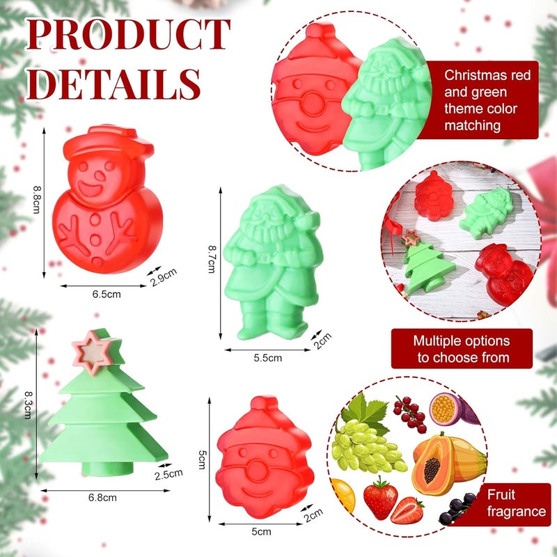 Demissle 4 Pcs Handmade Soaps Bath Gift Set Candy Soaps Holiday Mini Scented Soap Bath Soaps with Plus Christmas Gift Box for Kids Women Valentines Day Guest BathroomTree - Image 2