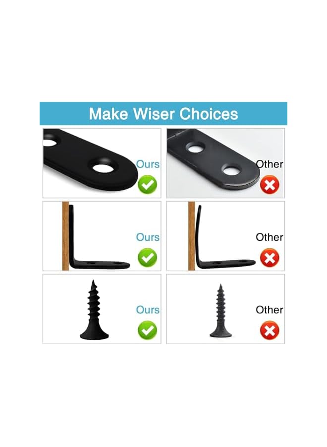 The Bros Corner Brace, 24 Pcs Black 90 Degree Right L Brackets for Shelves, Small Right Angle Bracket with Screws, Stainless Steel Angle Corner Bracket, Wood Furniture (12Pcs-40mm/12Pcs-20mm) (Black) - Image 4