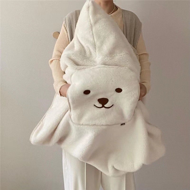 South Korea Sale Embroidered Baby Bear Baby Strap Blanket Windshield Trolley Warm Blanket Portable Cover Holding Blanket - Image 3