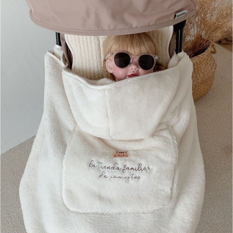 South Korea Sale Embroidered Baby Bear Baby Strap Blanket Windshield Trolley Warm Blanket Portable Cover Holding Blanket - Image 5