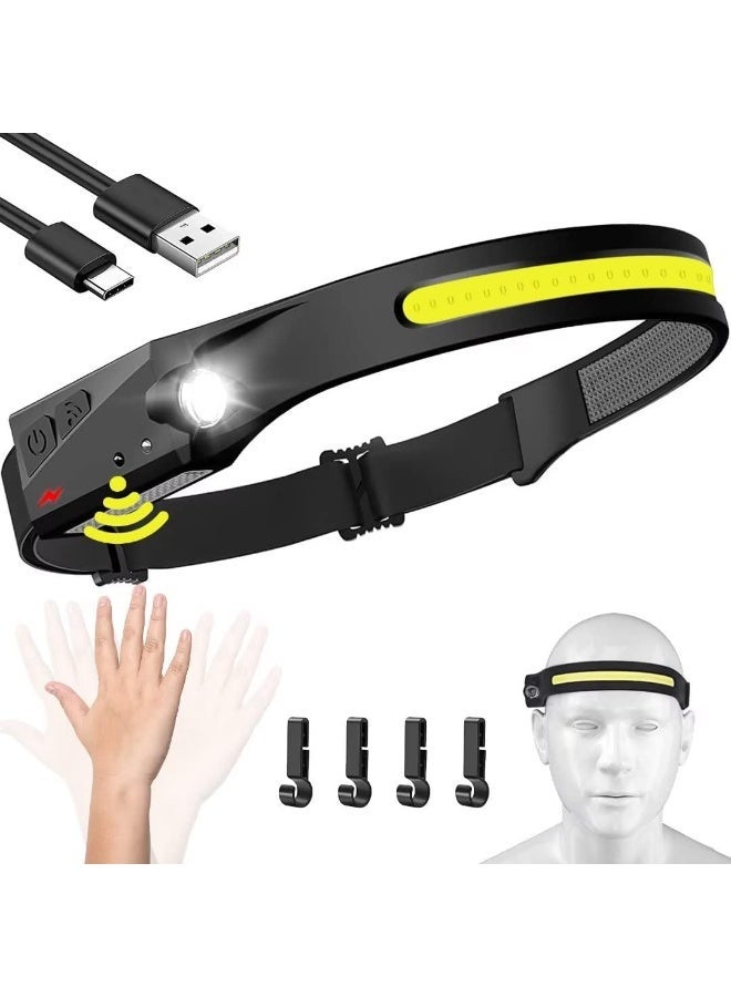 COYO Headlamp Rechargeable, 230° Wide Beam Head Lamp LED with Motion Sensor for Adults - Camping Accessories Gear, Waterproof Head Light Flashlight for Hiking, Running, Repairing, Fishing, Cycling - Image 1