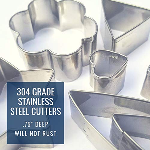 Ultra Cuisine Ultra Cuisine Mini Cookie Cutter Shapes Set - 24 Small Molds To Cut Out Pastry Dough Pie Crust & Fruit - 304 Durable Stainless Steel Cutters - Cut Tiny Heart Shapes - Bake Like A Pro For A Lifetime  - Image 3