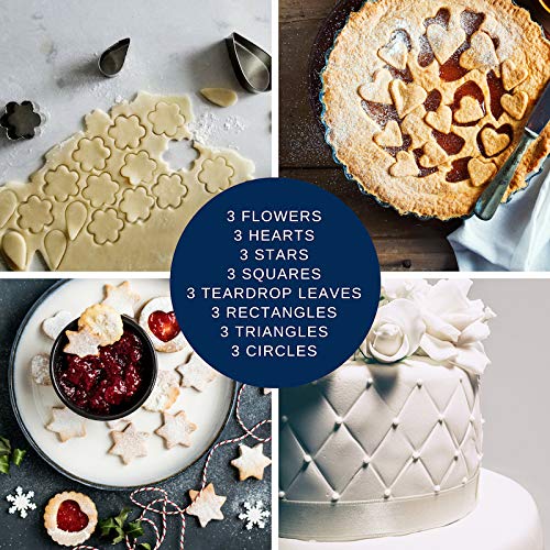 Ultra Cuisine Ultra Cuisine Mini Cookie Cutter Shapes Set - 24 Small Molds To Cut Out Pastry Dough Pie Crust & Fruit - 304 Durable Stainless Steel Cutters - Cut Tiny Heart Shapes - Bake Like A Pro For A Lifetime  - Image 2