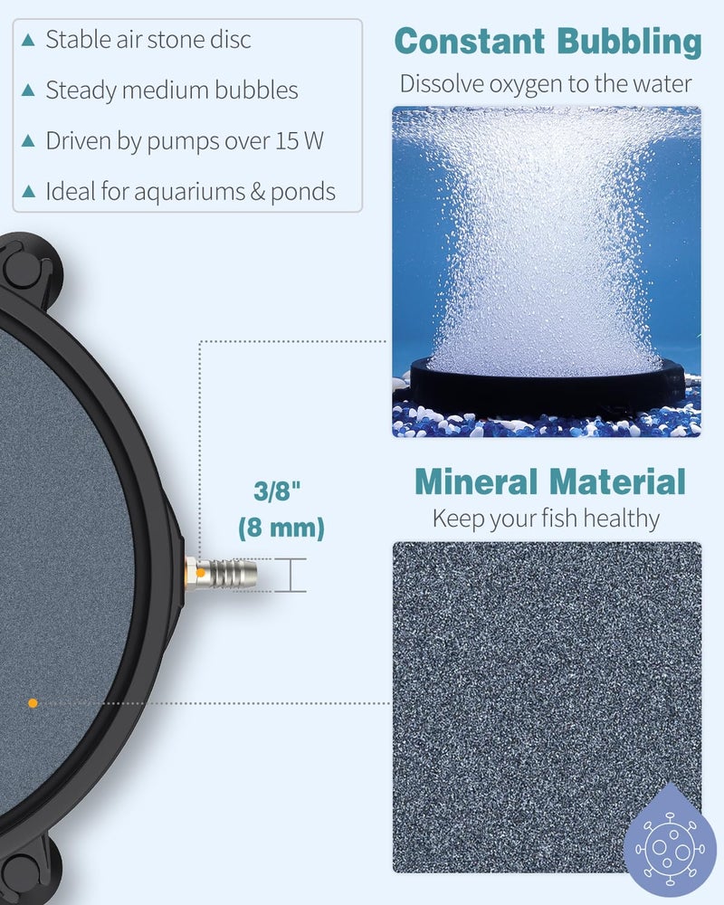 Pawfly Aquarium 8 Inch Large Air Stone Disc Bubble Diffuser Release Tool for Air Pumps Fish Tanks Buckets Ponds DWC Reservoirs and Circulation System - Image 4
