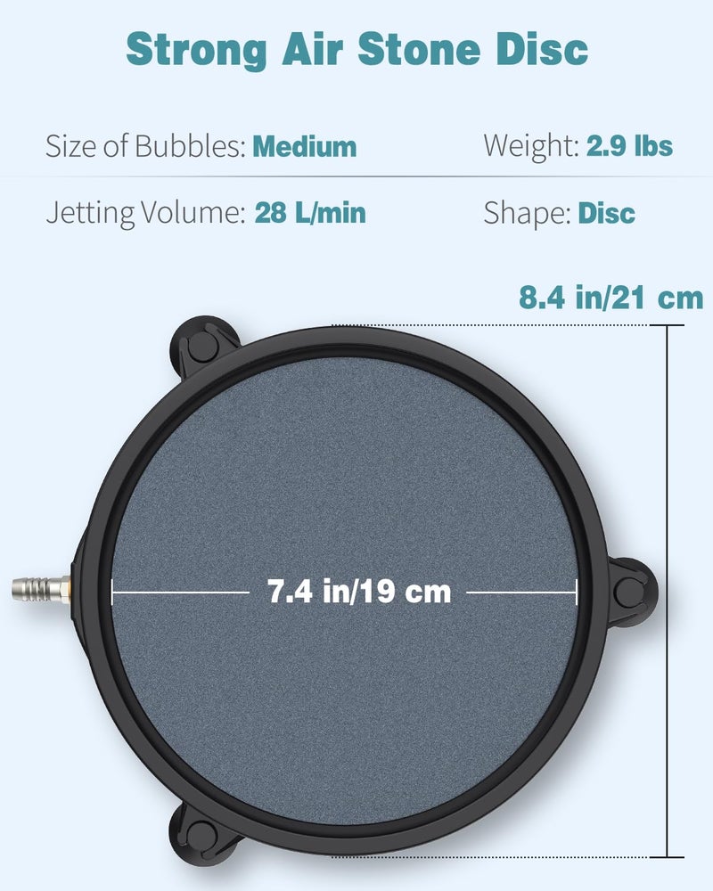 Pawfly Aquarium 8 Inch Large Air Stone Disc Bubble Diffuser Release Tool for Air Pumps Fish Tanks Buckets Ponds DWC Reservoirs and Circulation System - Image 3