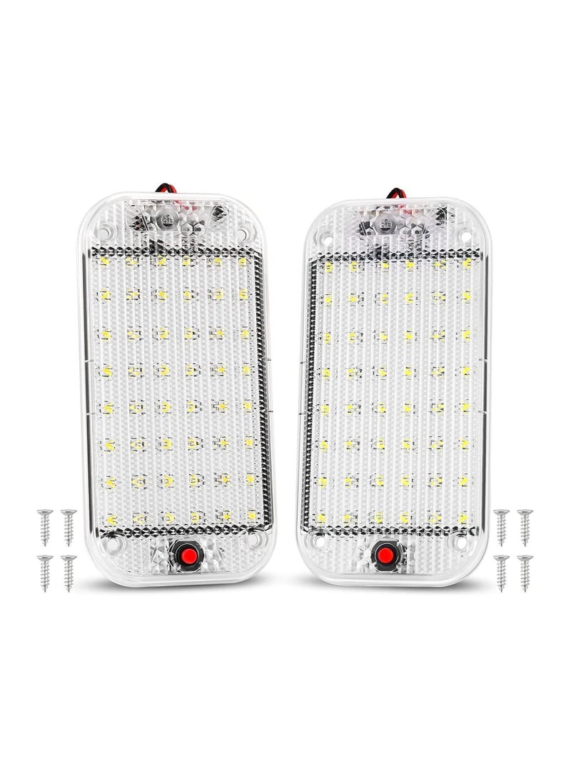 Y&D LED Interior Light, 2PCS 10W 48 Universal Bright Light with ON/OFF Switch, for 12V-85V Car Van Truck Lorry Camper Boat Caravan Motorhome Dome Ceiling Ultra-thin Crystal  - Image 1