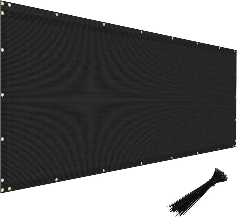 Windscreen4less 4' x 50' Privacy Fence Screen Heavy Duty Windscreen Fencing Cover Windblock Mesh Fabric Shade Cloth with Brass Grommtes for Garden Yard Pool Deck Carport Construction, Black - Image 1