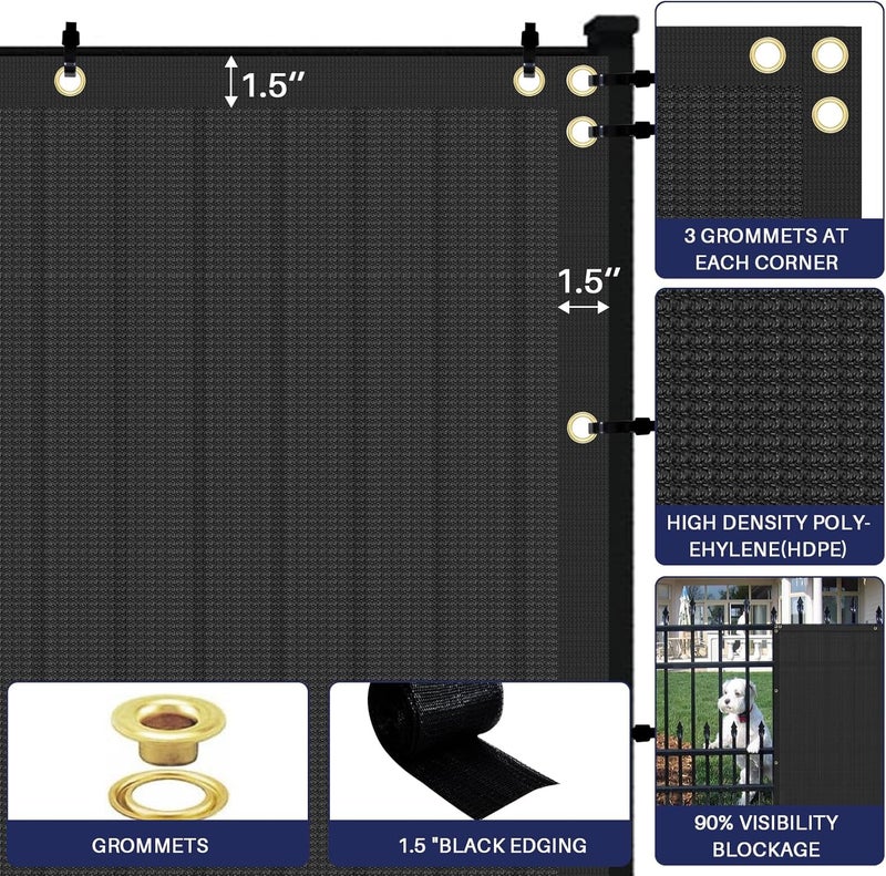 Windscreen4less 4' x 50' Privacy Fence Screen Heavy Duty Windscreen Fencing Cover Windblock Mesh Fabric Shade Cloth with Brass Grommtes for Garden Yard Pool Deck Carport Construction, Black - Image 5