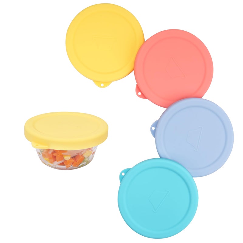 Purekra 4 PCS Silicone Replacement Lids for Pyrex and Anchor Hocking Glass Custard Cups 6oz, Prepware Dessert Cup Cover, Silicone Lids for Food Storage, Dishwasher Safe (Containers NOT Included) - Image 1