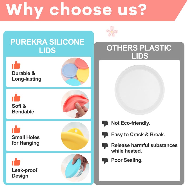Purekra 4 PCS Silicone Replacement Lids for Pyrex and Anchor Hocking Glass Custard Cups 6oz, Prepware Dessert Cup Cover, Silicone Lids for Food Storage, Dishwasher Safe (Containers NOT Included) - Image 5
