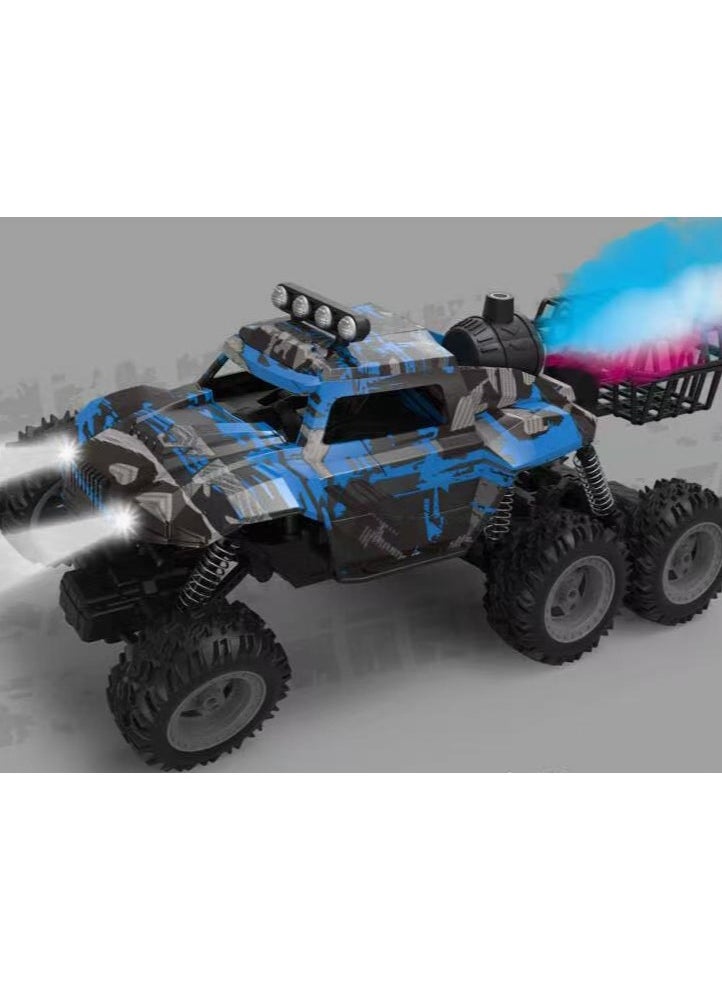 Powerful Big Climbing RC Car Rock Challenger 6WD (Blue), Rechargeable 2.4GHz Remote Control Car with Light Music and Spray function (Blue), New RC Car Truck Rock climber with  effect| Super Powerful  - Image 1