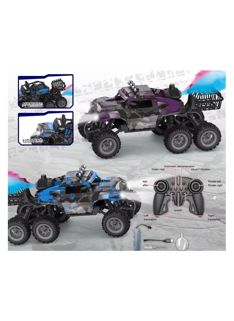 Powerful Big Climbing RC Car Rock Challenger 6WD (Blue), Rechargeable 2.4GHz Remote Control Car with Light Music and Spray function (Blue), New RC Car Truck Rock climber with  effect| Super Powerful  - Image 2