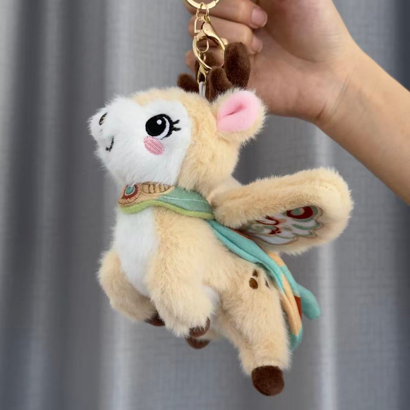 Dunhuang Flying Cat & Nine-Colored Deer Plush Keychain Bag Charm - Image 2