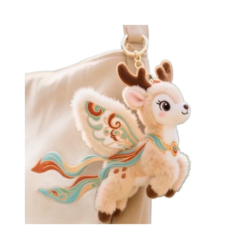 Dunhuang Flying Cat & Nine-Colored Deer Plush Keychain Bag Charm - Image 5