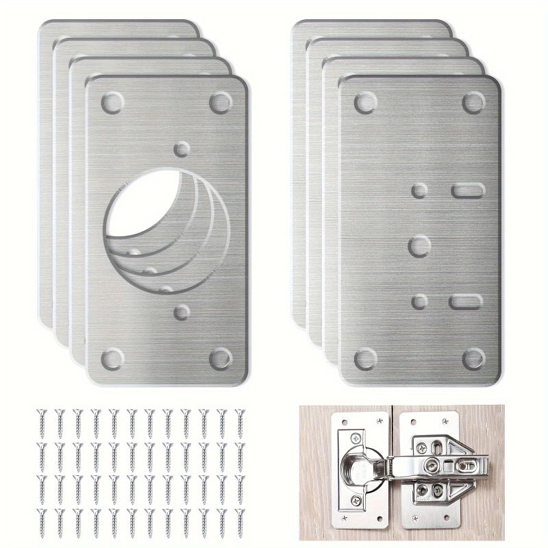 16 Pcs Hinge Repair Board Kit With Screws For Furniture Cabinet Kitchen Door - Image 3