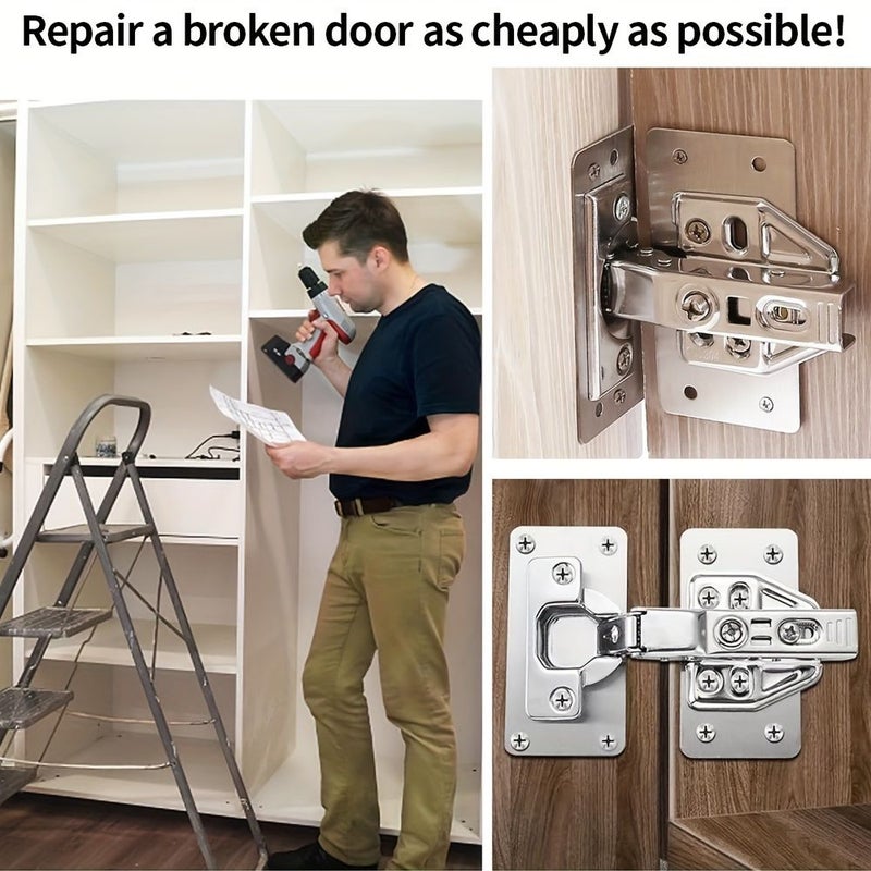 16 Pcs Hinge Repair Board Kit With Screws For Furniture Cabinet Kitchen Door - Image 5