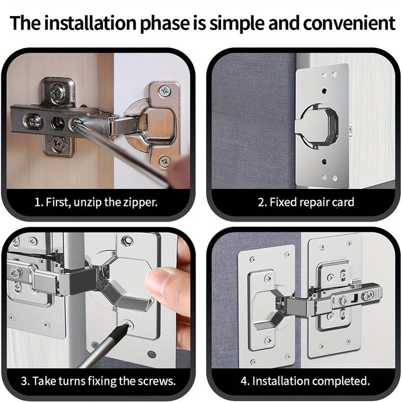 16 Pcs Hinge Repair Board Kit With Screws For Furniture Cabinet Kitchen Door - Image 4