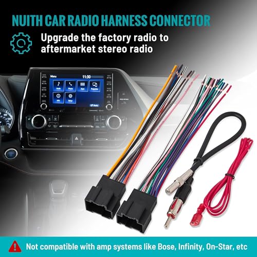 NuIth Radio Wiring Harness with Antenna Adapter Fits for Chevrolet 08-15 Express/07-14 Silverado/Sierra/Suburban, GMC 07-14 Yukon 06-15 Savana 07-12 Cadillac Escalade Aftermarket Stereo Cable Adapter - Image 2