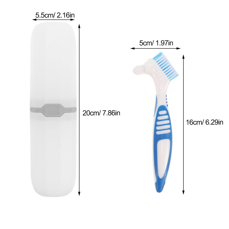 Healeved Denture Toothbrush Case Set with Double-Sided Brushes Portable Travel Toothbrush Storage Box for False Teeth Cleaning Compact Oral Care Solution 6.3X2X0.8 Inches - Image 5