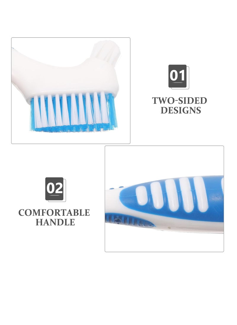 Healeved Healeved 2 Sets Denture with Toothbrush Cases, Denture Cleaning Personal Denture Toothbrush Small Double-Side Assorted Color  - Image 2