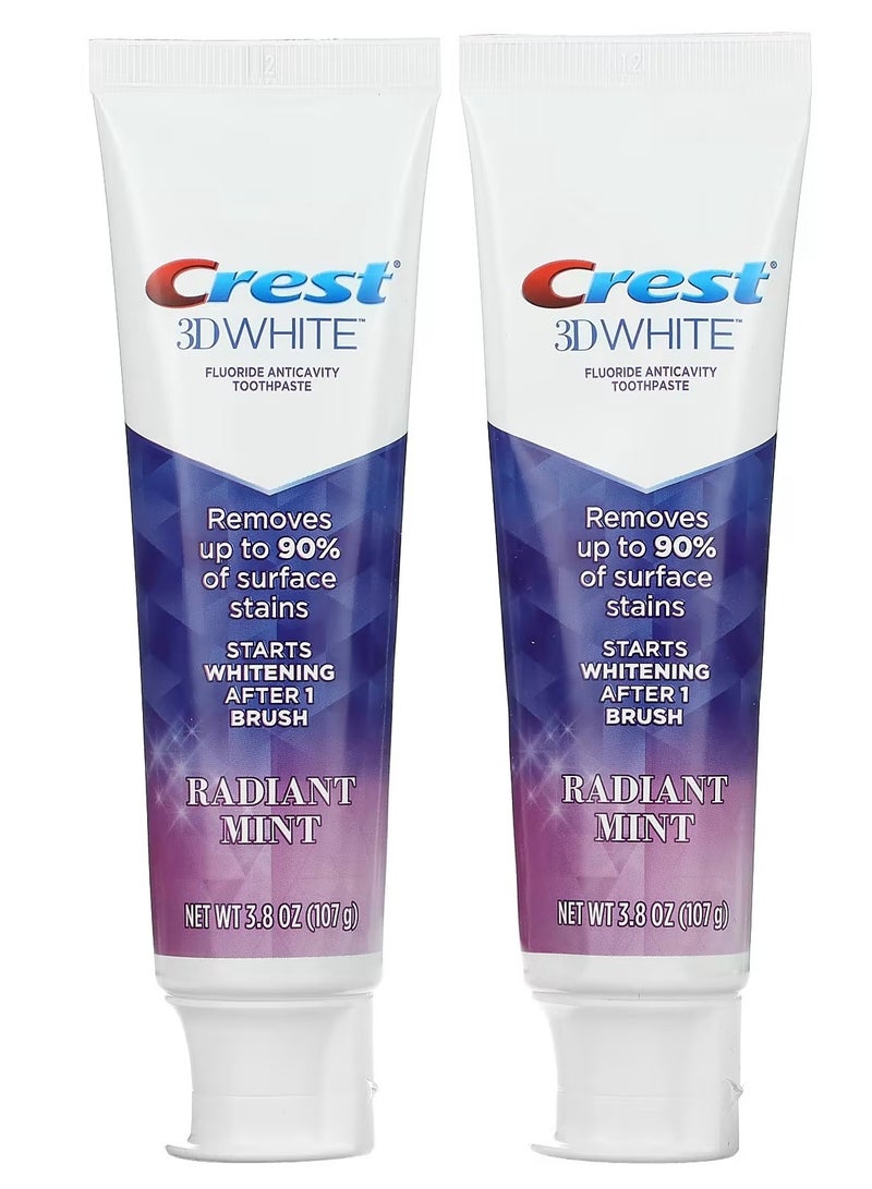 Crest 2-Piece 3D White Fluoride Anti Cavity Radiant Mint Toothpaste - Image 2