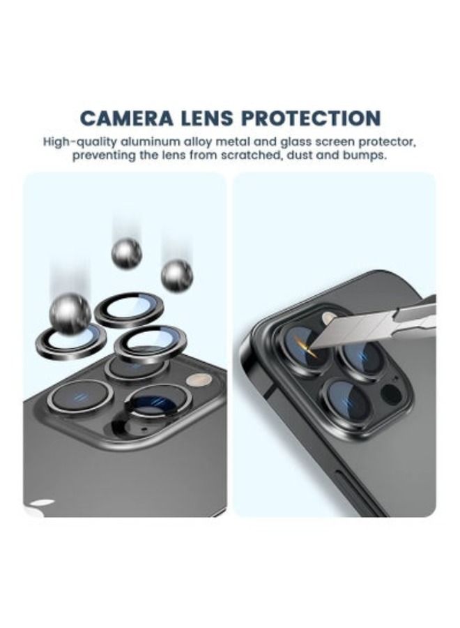 أكاليكس كاميرا عدسة حامي ، إبقاء الأصلي كاميرا هد الزجاج المعادن عدسة الكاميرا غطاء الشاشة فيلم آيفون 14 برو ماكس / 14 برو اكسسوارات الأسود - Image 4