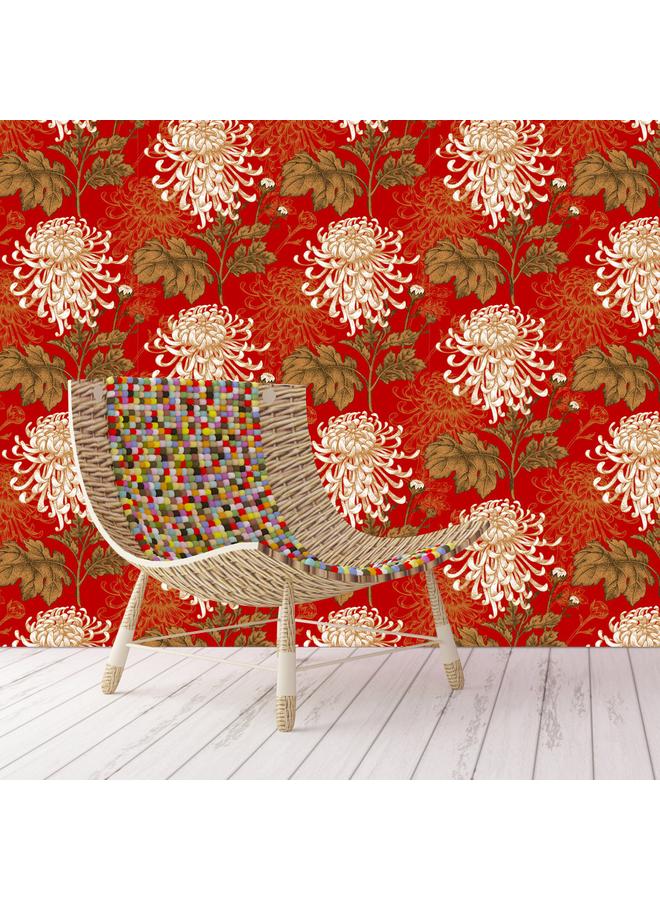 Bluejw Wallpaper Oriental Style Wallpaper Japanese Crane Chrysanthemum Living Room Background Wall Sticker Transformation Sticker RW054-062 - Image 3