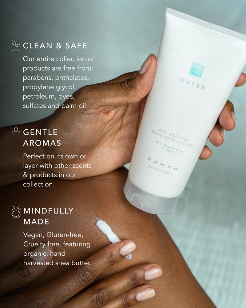 Zents Age-Defying Probiotic Body & Hand Lotion (Water) | Moisturizing Lotion with Hyaluronic Acid & Organic Shea Butter | Nourishes & Hydrates Skin | 6.4 fl oz - Image 5