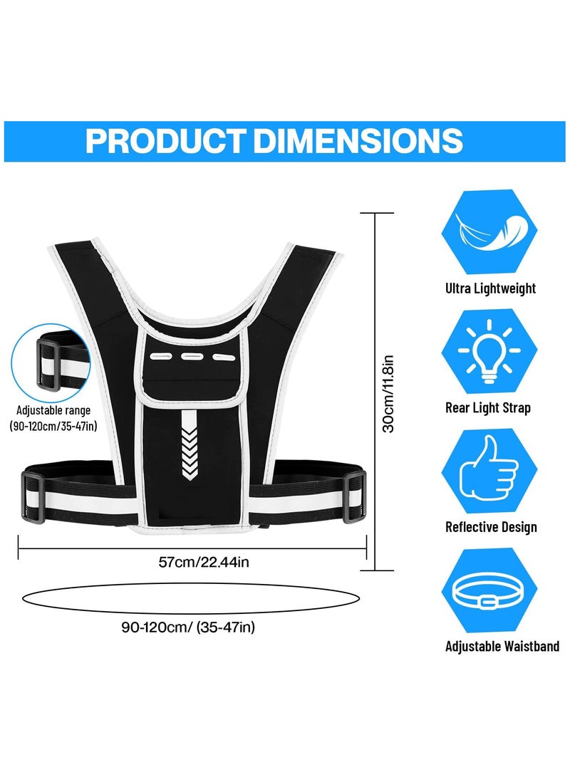 SYOSI Running Vest Phone Holder, Reflective Vest Running with 2 Shoulder Pockets & Front Back Pocket Adjustable Waistband, for Running Cycling Walking, Outdoor Cycling Backpack - Image 4
