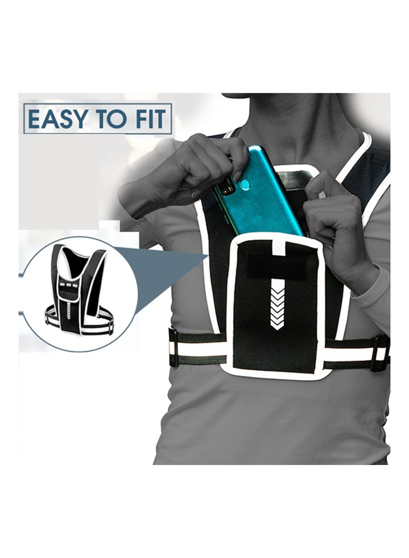 SYOSI Running Vest Phone Holder, Reflective Vest Running with 2 Shoulder Pockets & Front Back Pocket Adjustable Waistband, for Running Cycling Walking, Outdoor Cycling Backpack - Image 5