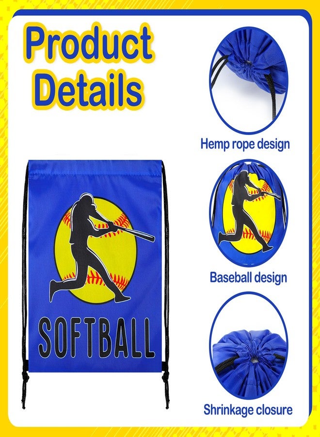 SilTriangle 12 Pcs Softball Drawstring Party Favor Bags Goodie Candy Treat Gift Goodie Favor Backpack 10 x 12 Inches Snack Bags for Team Sport Ball Theme Birthday Party Supplies - Image 3