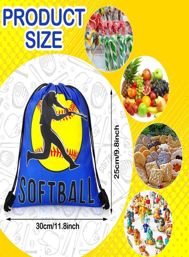 SilTriangle 12 Pcs Softball Drawstring Party Favor Bags Goodie Candy Treat Gift Goodie Favor Backpack 10 x 12 Inches Snack Bags for Team Sport Ball Theme Birthday Party Supplies - Image 2