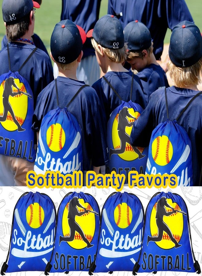 SilTriangle 12 Pcs Softball Drawstring Party Favor Bags Goodie Candy Treat Gift Goodie Favor Backpack 10 x 12 Inches Snack Bags for Team Sport Ball Theme Birthday Party Supplies - Image 5