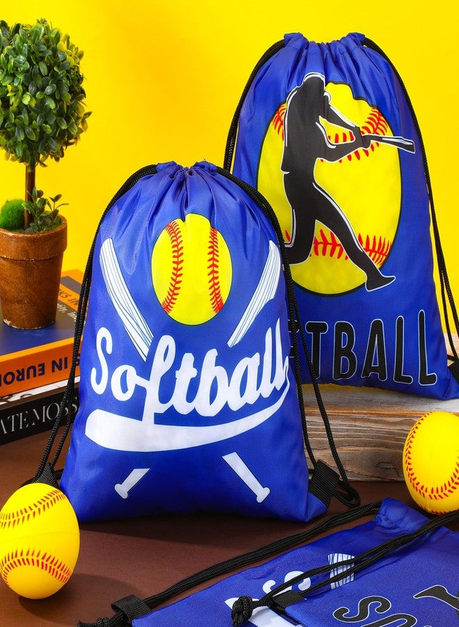 SilTriangle 12 Pcs Softball Drawstring Party Favor Bags Goodie Candy Treat Gift Goodie Favor Backpack 10 x 12 Inches Snack Bags for Team Sport Ball Theme Birthday Party Supplies - Image 4
