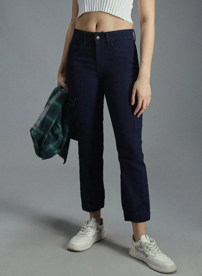 HIGH STAR Women Blue Jogger High-Rise Low Distress Stretchable Jeans