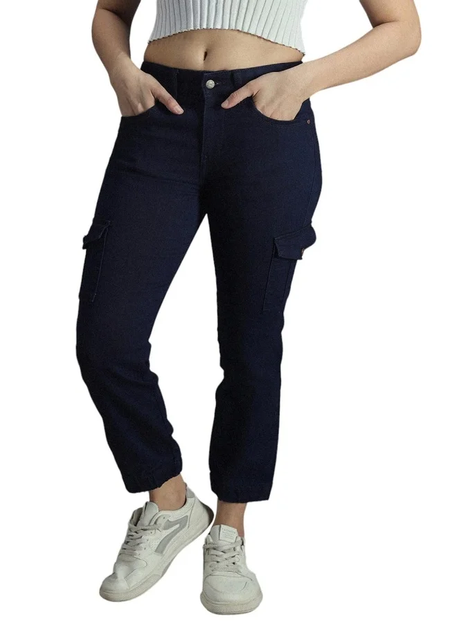HIGH STAR Women Blue Jogger High-Rise Low Distress Stretchable Jeans