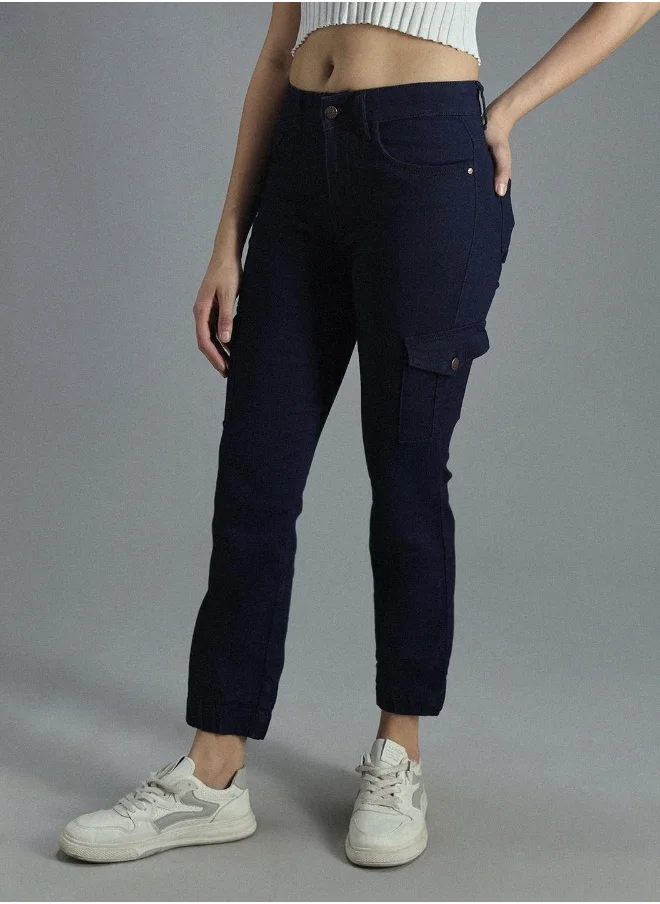 هاي ستار Women Blue Jogger High-Rise Low Distress Stretchable Jeans