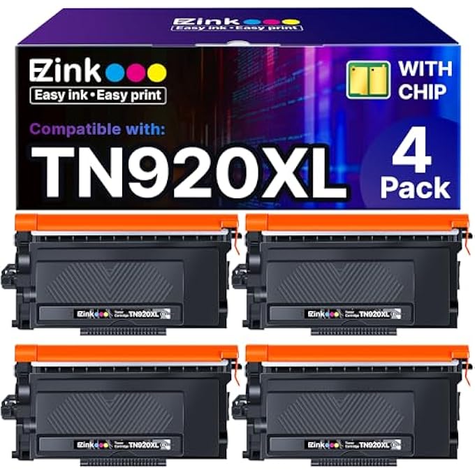 TN920XL TN920 TONER CARTRIDGE HL-L6210DW: COMPATIBLE FOR BROTHER TN-920XL TN-920 HIGH YIELD TO USE WITH HL-L6210DW HL-L5210DW HL-L6210DWT HL-L5210DN HL-L5210DWT PRINTER (4 BLACK, WITH CHIP) - Image 1