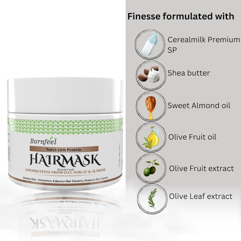 Bornfeel Pro Anti Hair Fall Conditioning Hair Mask With Protein Reduce Frizzy Hair Improve Hair Elasticity and Restore Scalp Health 200 gm - Image 2
