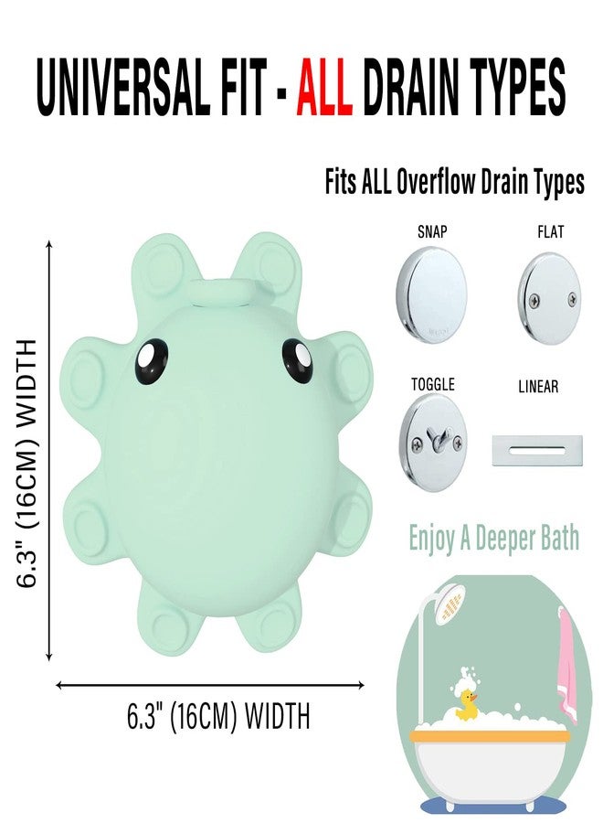 Abalter Bathtub Overflow Drain Cover Tub - Silicone Bathroom Overflow Drain Cover, Bath Tub Overflow Cover, Bathroom Spa Accessories, Adds Inches of Water for Deeper&Warmer Bath，Aqua Green - Image 3