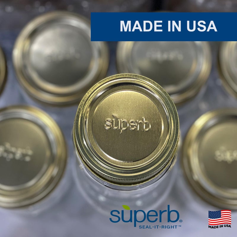 Superb Sealing Solutions Superb Canning Lids â€“ Regular Mouth Mason Jar Lids â€“ Bakerâ€™s Dozen/Bulk Package of 156 Lids â€“ Made in the USA - Image 2