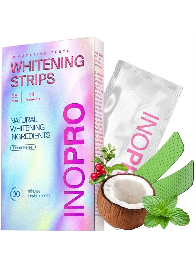 InoPro Teeth Whitening Strips 14 Treatments Kit - Teeth Whitener, Peroxide Free, Enamel Safe Green White Strips, Deep Stains Removal - Instant Teeth Whitening Without The Harm (28 Strips) - Image 1