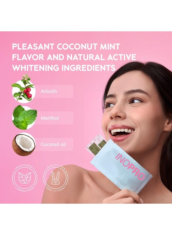 InoPro Teeth Whitening Strips 14 Treatments Kit - Teeth Whitener, Peroxide Free, Enamel Safe Green White Strips, Deep Stains Removal - Instant Teeth Whitening Without The Harm (28 Strips) - Image 4