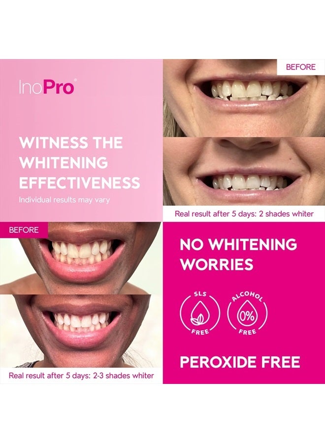 InoPro Teeth Whitening Strips 14 Treatments Kit - Teeth Whitener, Peroxide Free, Enamel Safe Green White Strips, Deep Stains Removal - Instant Teeth Whitening Without The Harm (28 Strips) - Image 2