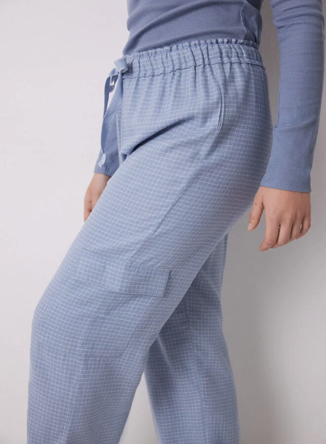 women'secret Long cargo trouser with checkered print