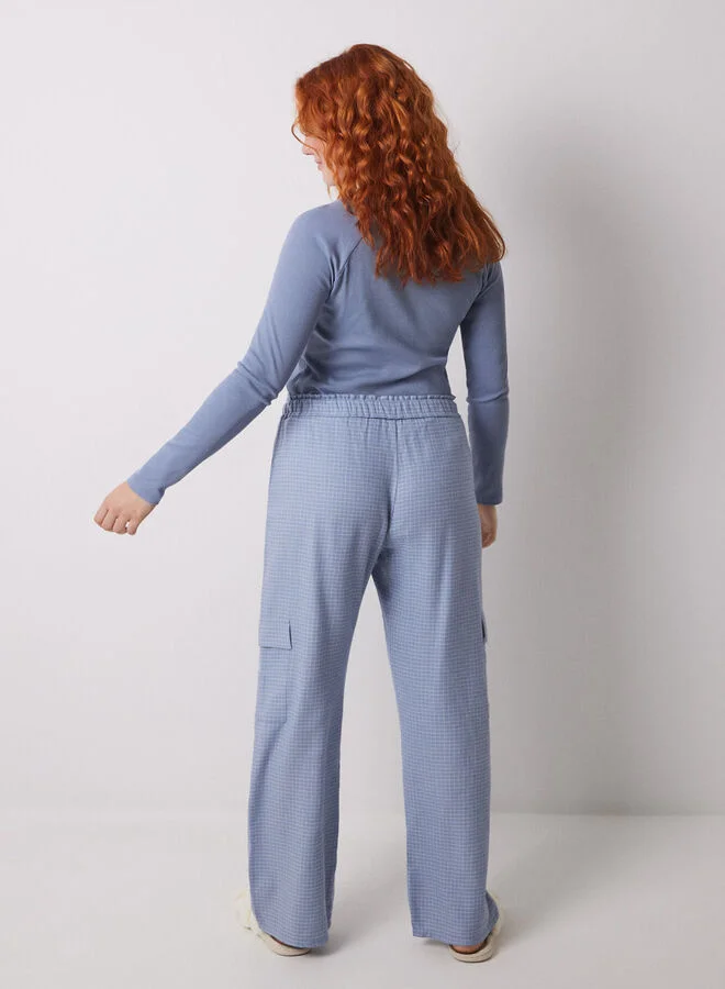 women'secret Long cargo trouser with checkered print
