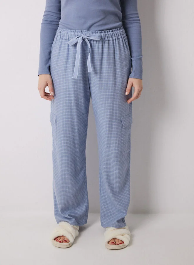 women'secret Long cargo trouser with checkered print
